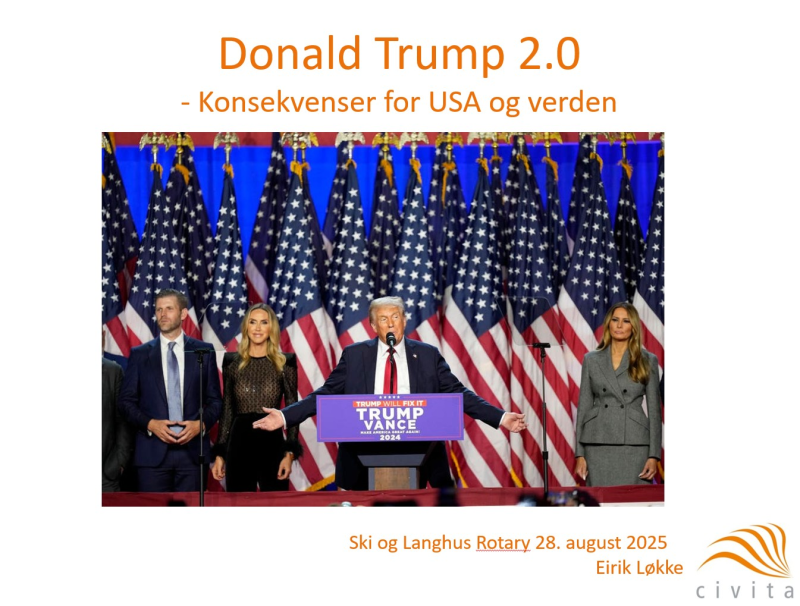 Eirik Løkke: Trump 2.0 Konsekvenser for USA og verden